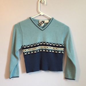 Girls light blue and navy sweater Sz Medium